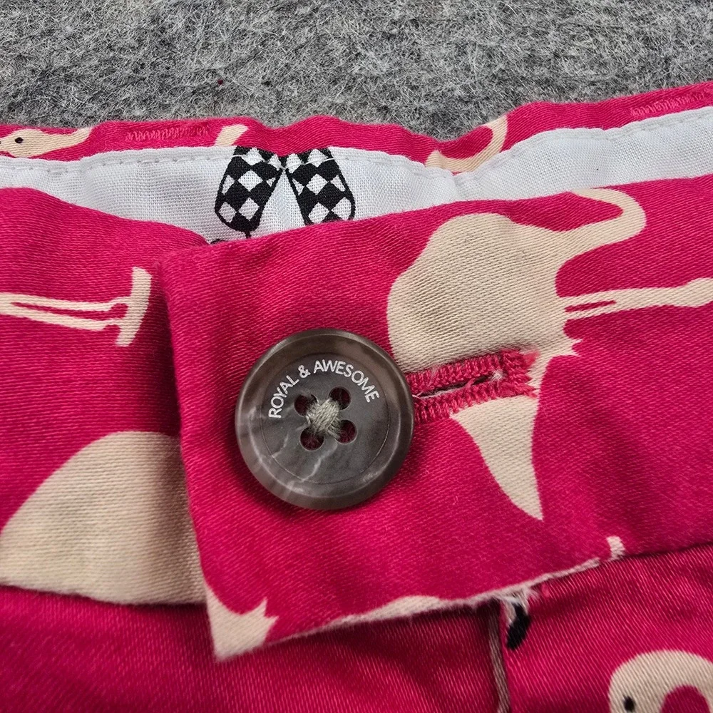 Royal Awesome Mens 34 Golf Shorts Pink Flamingo Print Cotton Blend Tee Holder 9